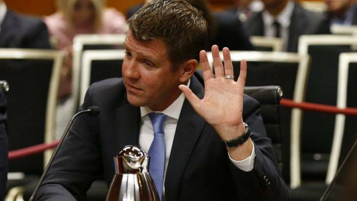 Premier Mike Baird at the NSW parliamentary committee hearing into electricity privatisation last week. Photo: Peter Rae