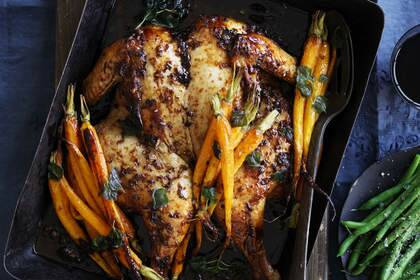 Neil Perry's thyme, oregano and citrus chicken <a href="http://www.goodfood.com.au/good-food/cook/recipe/thyme-oregano-and-citrus-chicken-20130613-2o5mc.html"><b>(recipe here).</b></a> Photo: William Meppem