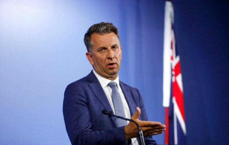 NSW Minister for Transport and Infrastructure Andrew Constance talks to the media on January 23, 208, in Sydney, Australia.  (Photo by Daniel Munoz/Fairfax Media)
