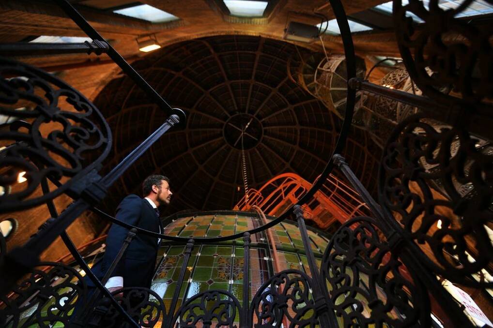 Sydney Living Museums director Mark Goggin eyes the QVB dome. Photo: Kate Geraghty