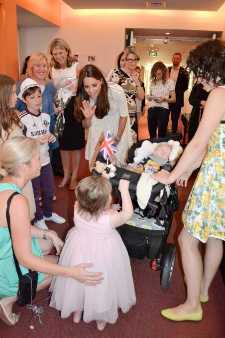 TOUCHING: Rob, Amy and Max McIntyre from Dubbo with the Duchess of Cambridge at children's hospice Bear Cottage. Photo: GETTY IMAGES