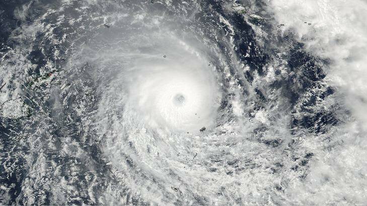 A satellite image released by NASA shows Cyclone Winston.