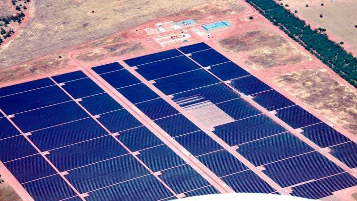 Australia's largest solar power plant gets the last of its 1,366,380 panels. Photo: AGL