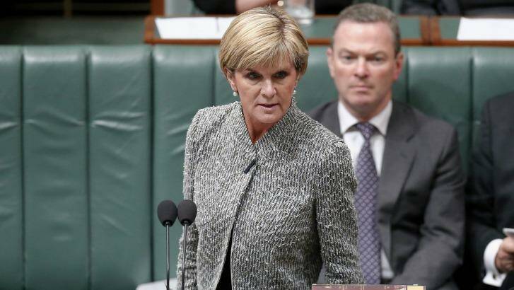 Foreign Affairs Minister Julie Bishop will use a top-level meeting in Paris and surrounding bilaterals in an attempt to include Iran at the highest level in the coalition against IS. Photo: Alex Ellinghausen