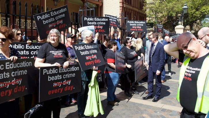 Unions across NSW are rallying against the Baird government's plans to privatise the work of prison teachers. Photo: Supplied