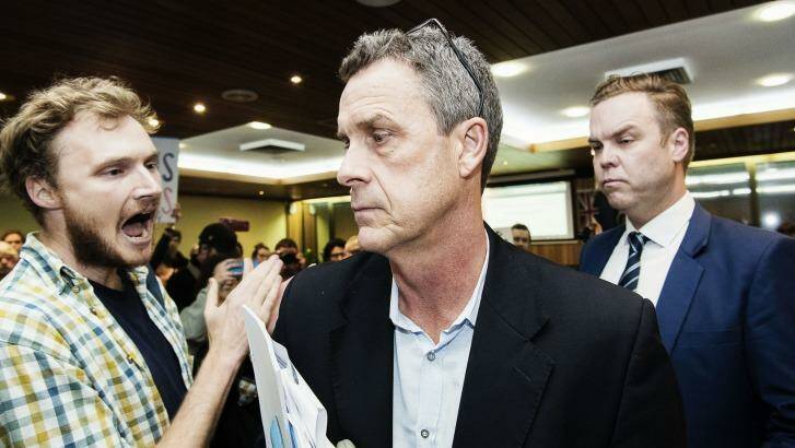 Inner West Council administrator Richard Pearson was heckled at the council meeting. Photo: Christopher Pearce