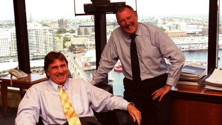 Forced sale of 2CH: Macquarie Media's executive chairman Russell Tate with John Singleton. Photo: Virginia Star