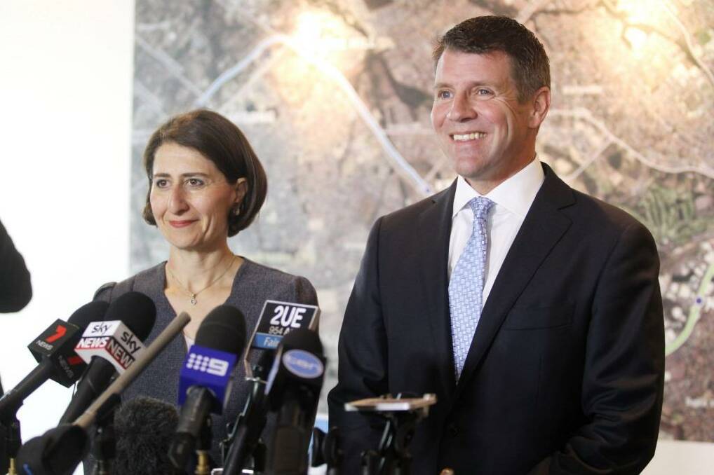 "It doesn't get much bigger or better than this": Premier Mike Baird and Transport Minister Gladys Berejiklian at the presentation. Photo: Natalie Roberts