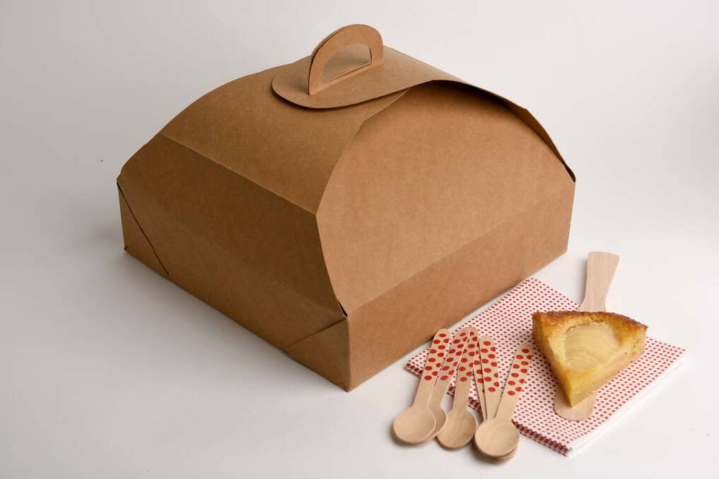 6. Bake & take
Forget cumbersome plastic carriers, this washable cardboard box (by washable we mean wipe-clean) folds flat for easy storage. $49, heaveninearth.com.au; serviettes $2.95 for a pack of 30, ikea.com Photo: Steven Siewert