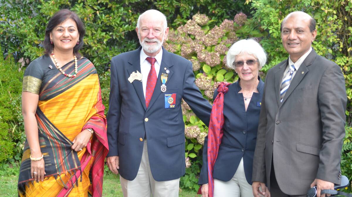THINK TANK: Sonal Sanghvi with district 9700 Governor Geoff Tancred, his wife Bettye and past district governor Kamal Sanghvi discuss the success of the 2014 Rotary district 9700 conference. Photo: NICOLE KUTER 0323nkrotary 
