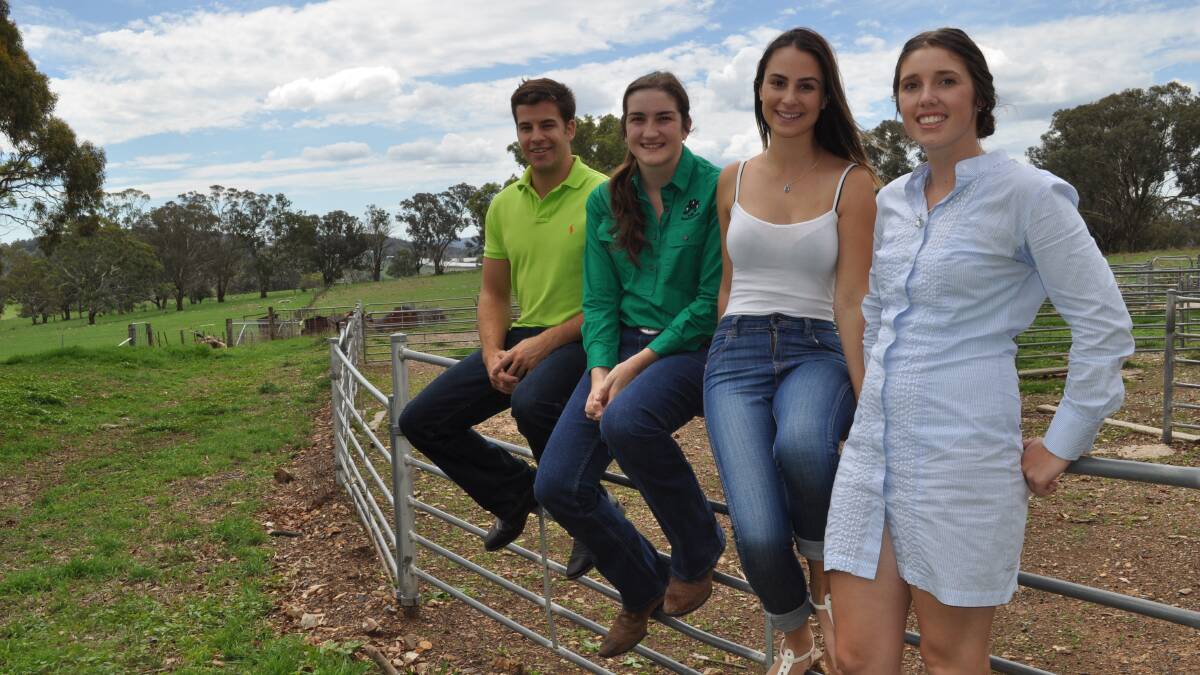 E-I-E-I-THROW: Turning every day farm activities into sporting competition, Mark McLennan, Carly Franks, Caroline Dematos and Jaimi Brown are looking forward to this year’s CSU Young Farmer Challenge. Photo: NICK McGRATH                                       0312nmaggies
