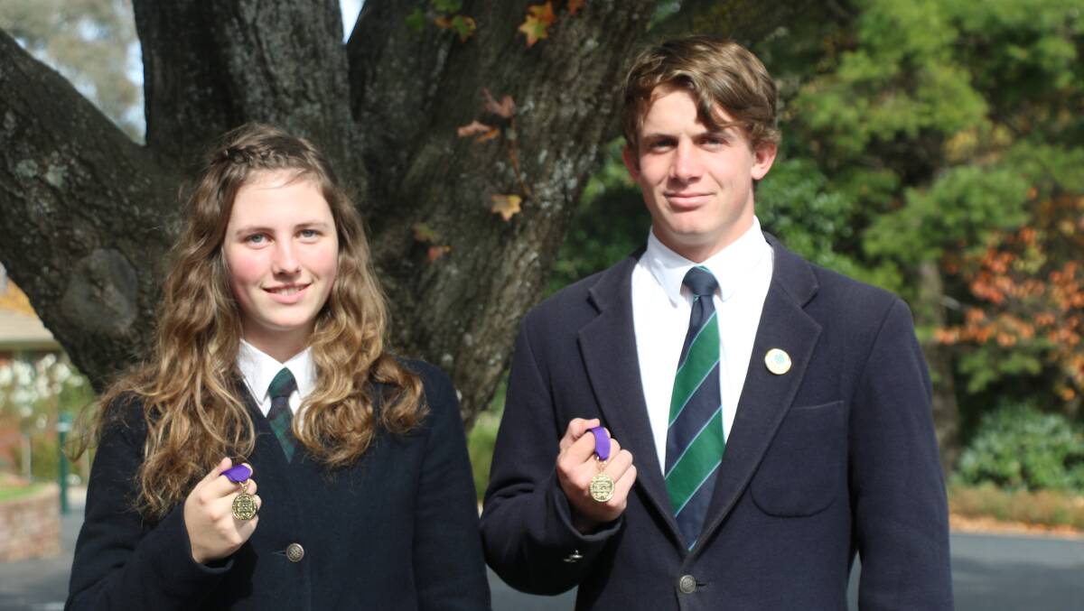 LATIN LINGUISTS: Kinross Wolaroi School year 12 students Olivia Wass and Peter Alston were recently awarded gold medals for their results in the National Latin Exam. Photo: CONTRIBUTED 0519latin
