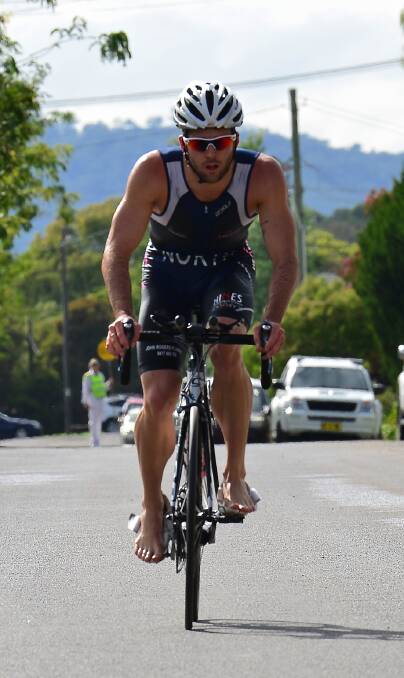 ON YA BIKE: Bathurst’s Nick North cruised to victory at the final round of the Central West Inter-club triathlon series in Mudgee yesterday. PHOTO: COL BOYD 
