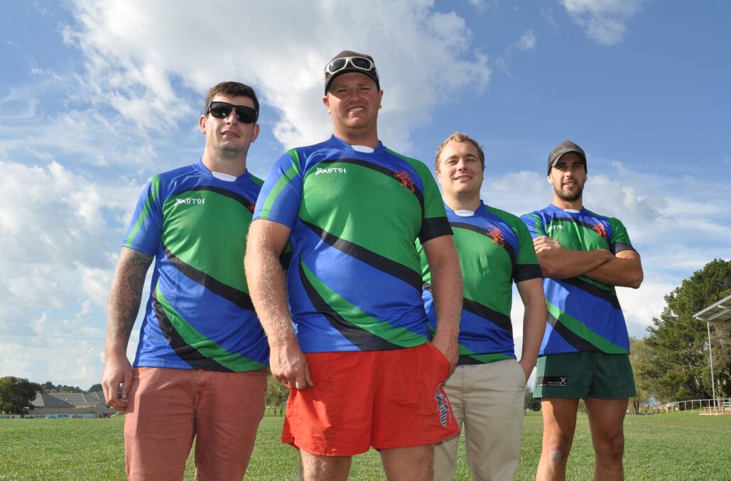 BLUNT'S BOYS: Chris Senior (left), Joe Blunt, Nick Blunt and Mitch Pearce will play for the Jack Blunt Legends at today's Orange City 10s. Photo: NICK McGRATH 0314nmblunt3