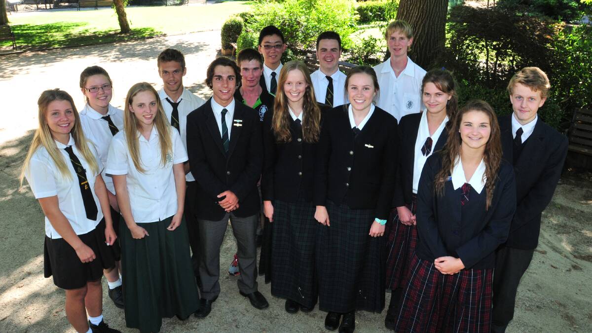 FINAL YEAR: Among the hundreds of students from Orange who will sit their Higher School Certificate this year are (back) Beth Clarke, Trent French, Ben Hicks, Eric Han, Cameron Sharp and Chris Gogala and (front) Codey McHatton, Hannah  White, Luke Petraglia, Olivia Brooks, Susie Alderman, Abigail Carter, Madison Kent and Zachary Pearson. Photo: JUDE KEOGH