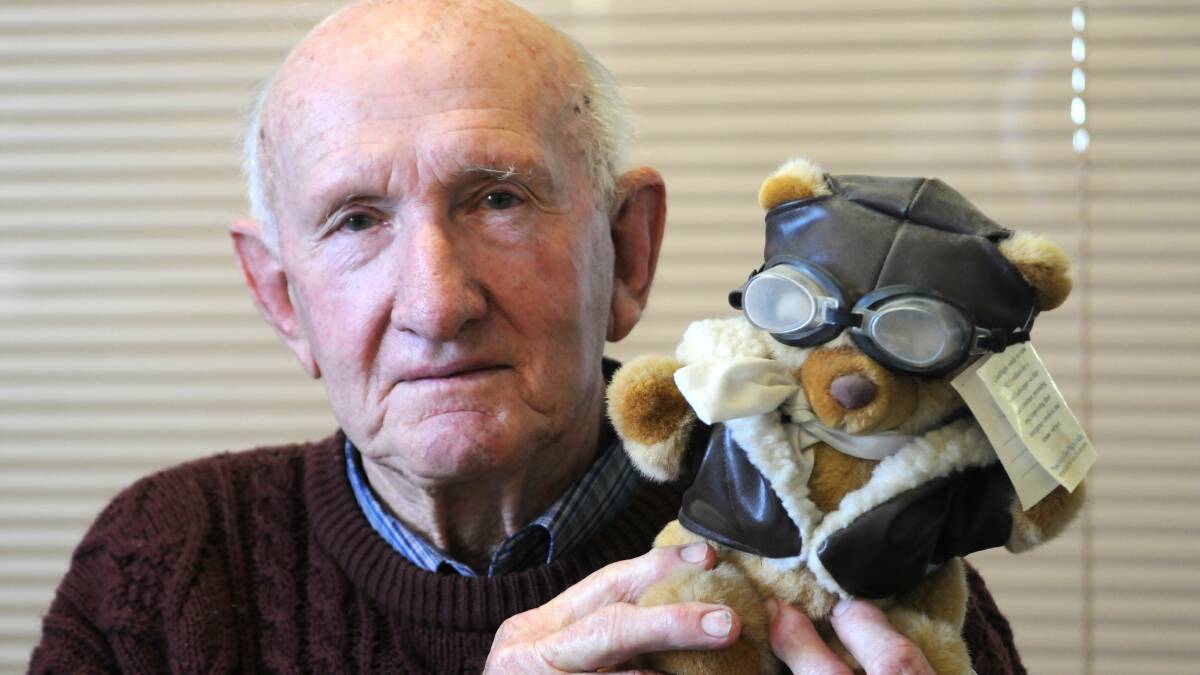 HARD SELL: Charles Salt of Cumnock with a CareFlight bear (not his pictured) that has led to a prolonged dispute with a fulfilment company connected to the CareFlight medical rescue service. Photo: STEVE GOSCH  0728sgcare1