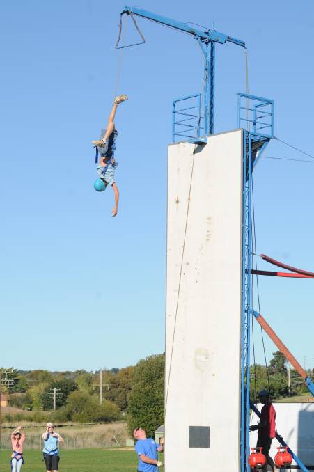 MIGHT AS WELL JUMP: Ben Wratten tackles the Leap of Faith on the Pinnacle of Terror. Photos: STEVE GOSCH 0317sgpinnacle