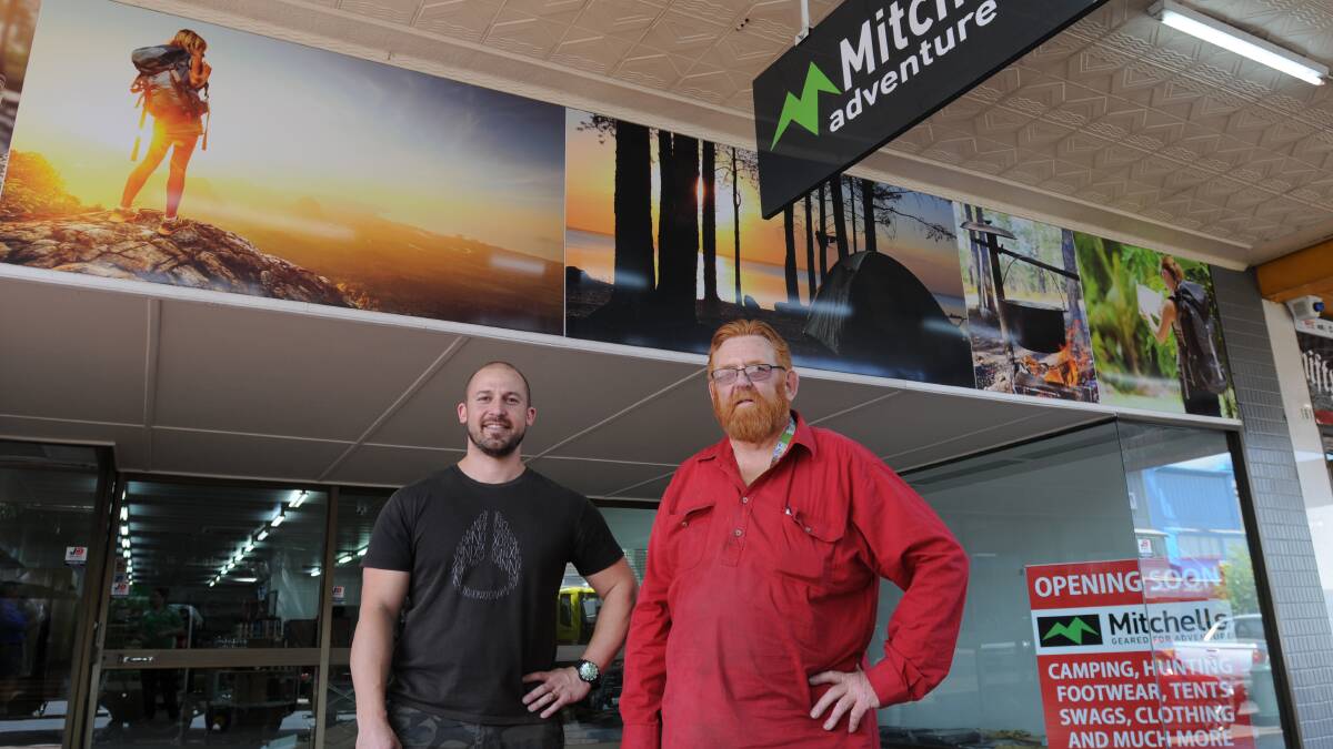 OPENING SOON: Mitchells regional manager Greg Kousoulos with store manager Dave McDonald. Photo: STEVE GOSCH  1113sgmitchells1