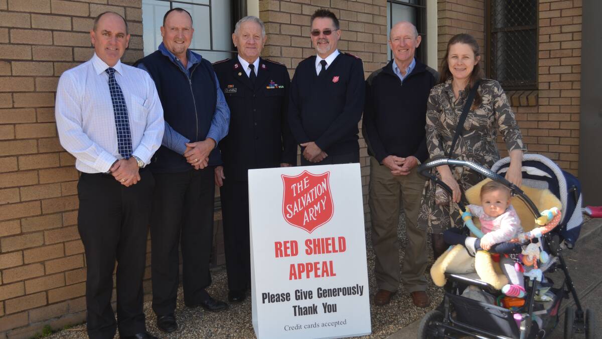 APPEALING FOR FUNDS: Red Shield Appeal Committee members Tony Rodd, Glen McCallum, guest speaker Lieutenant Colonel Donald Woodland, Major Greg Saunders, Geoff Bargwanna and Angeline Shoveller will launch the Salvation Army  Red Shield Appeal today. Photo: ALEXANDRA KING 0508aksalvos1
