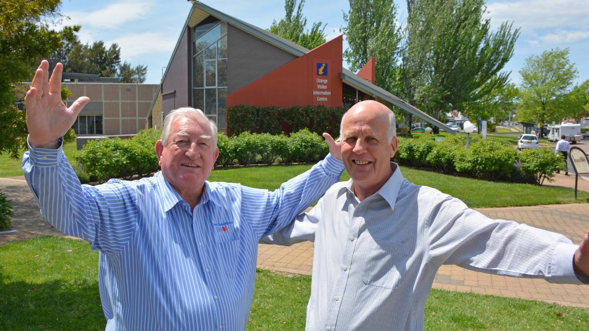 HAPPY DAYS: Orange mayor John Davis and Council’s regional museum working party chair Neil Jones celebrating the appointment of the Orange Regional Museum tender. Photo: SUPPLIED
