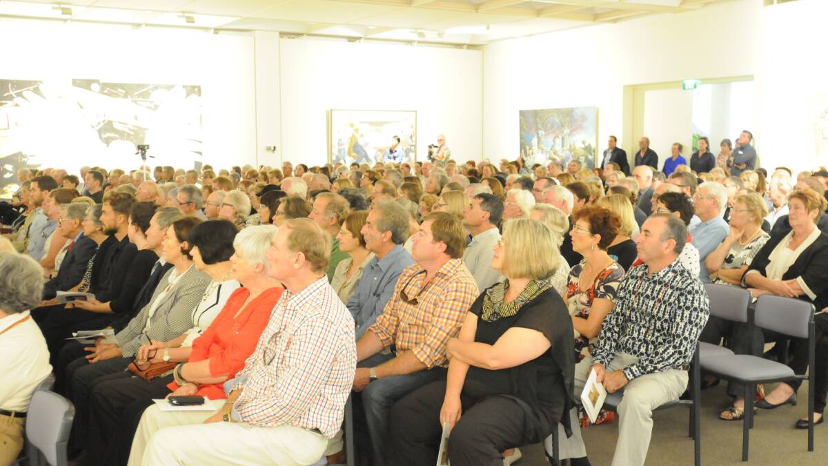 CROWDED HOUSE: More than 250 people remembered Orange Regional Gallery director Alan Sisley at this memorial service on Saturday. Photo: LUKE SCHYULER                  0308lssisley1