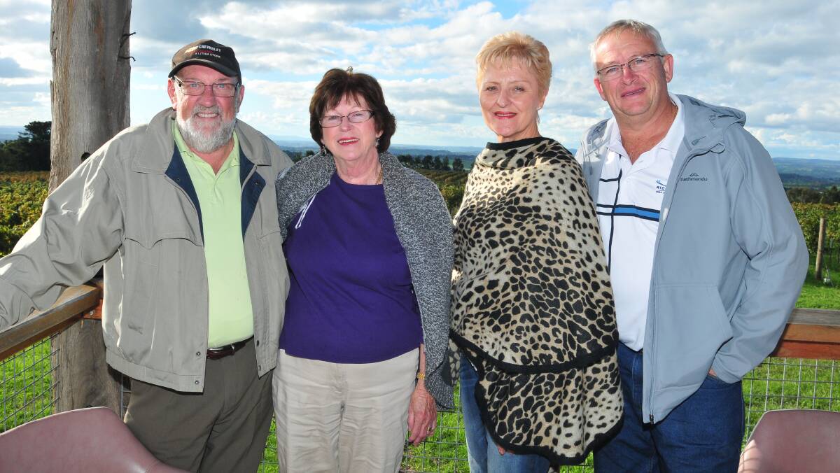 BARREL TO BOTTLE: Bob and Moira McFadyen with Dianne and Damian Moon. Photo: JUDE KEOGH