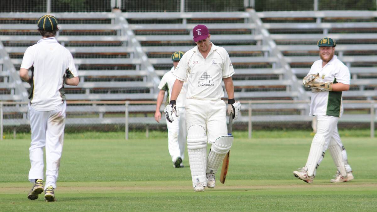 CRICKET: Cavaliers' Brad Wright is dismissed against CYMS in ODCA first grade on Saturday. Photo: STEVE GOSCH