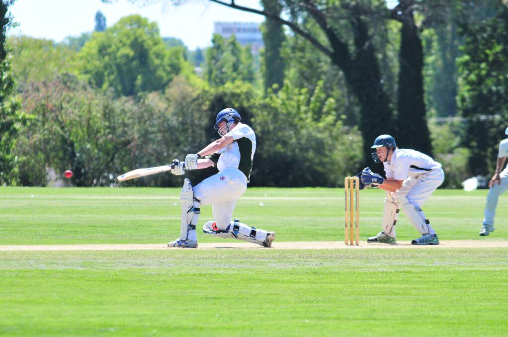 CRICKET: CYMS' Hugh Le Lievre goes on the attack against Kinross in ODCA first grade action on Saturday. Photo: JUDE KEOGH