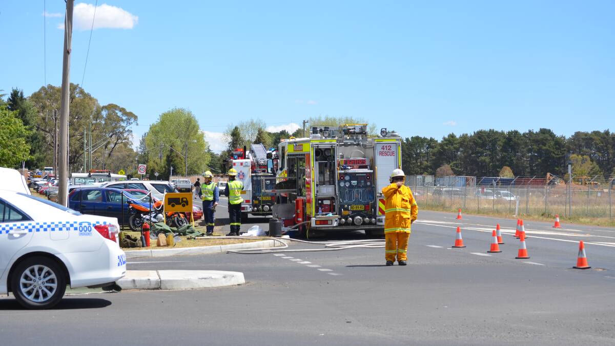 COLLISION: Police and emergency services were on the scene of a two-car collision outside Orange Hospital on Monday afternoon. Photos: NICOLE KUTER