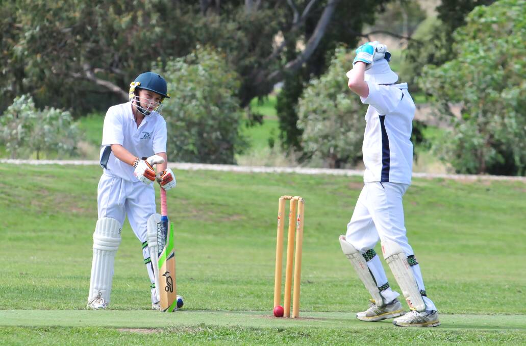 CRICKET: Mitchell Weekes conts himself lucky as the ball rests against the wicket without losing the bails
