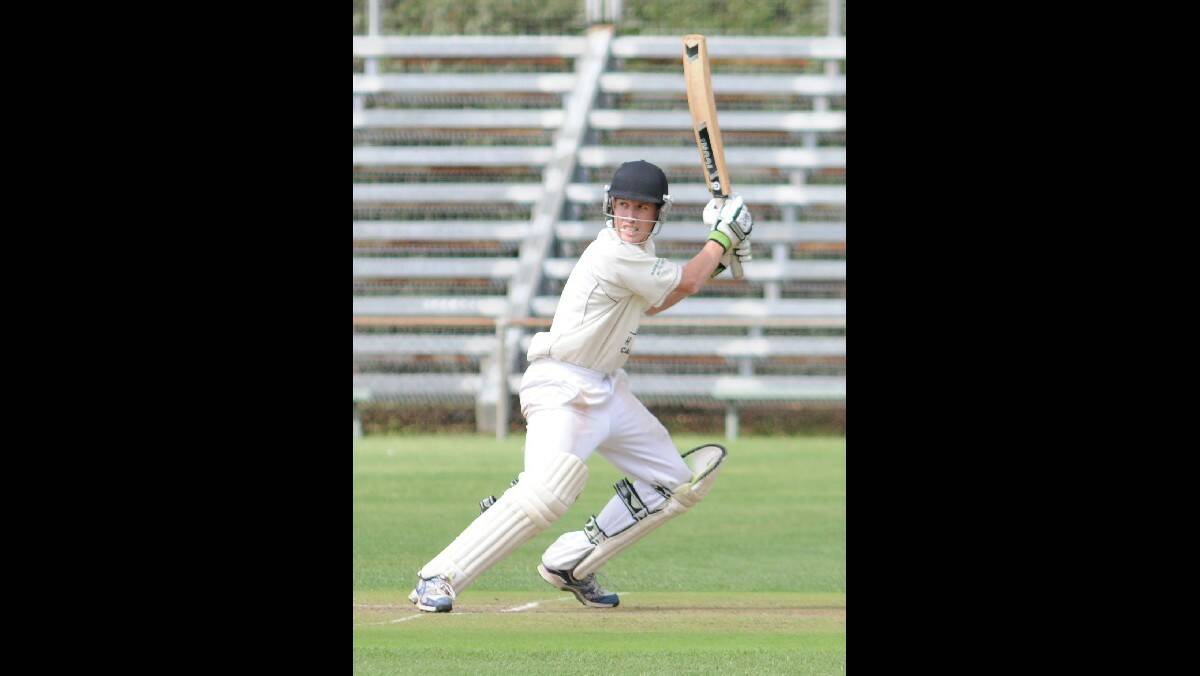 CRICKET: Cavaliers' Mark Mabin cuts hard against CYMS in their ODCA first grade game on Sunday. Photo: STEVE GOSCH