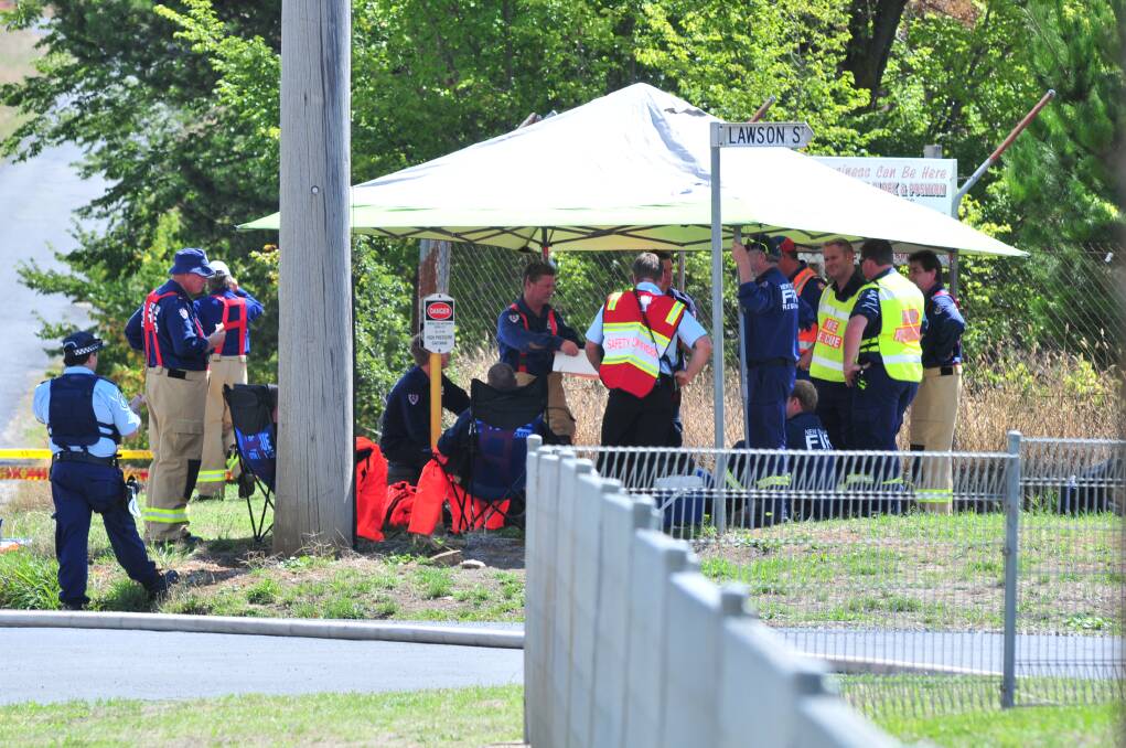 EMERGENCY: Police and emergency services were quick to respond to a chemical spill in a Blayney factory on Thursday. Photos: JUDE KEOGH and BRYANT HEVESI