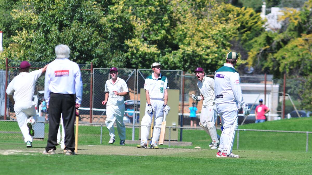 FIRST GRADE: Orange City Shaun Grenfell is unhappy to be given out in Sunday's play at Wade Park. Photo: JUDE KEOGH
