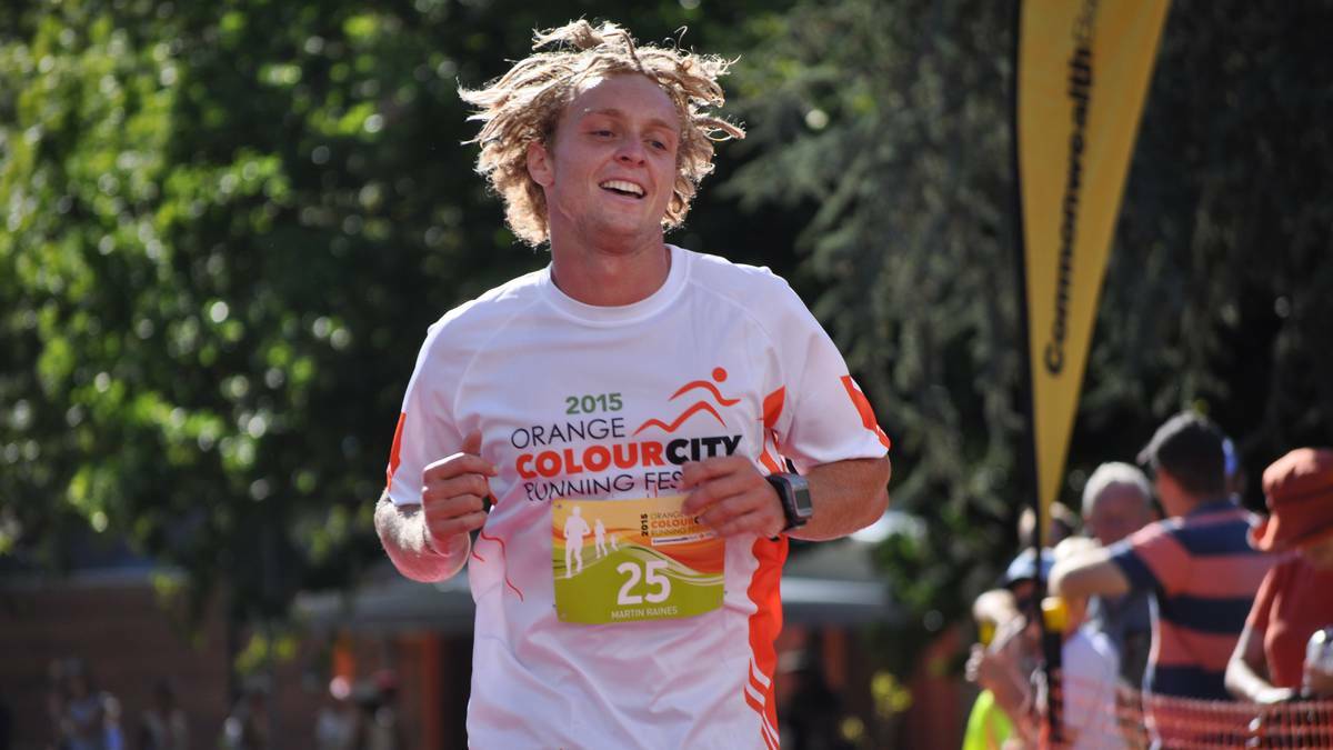 ONE OF MANY: Martin Raines on the Orange Colour City Running Festival course on Sunday. Photo: NICK MCGRATH
