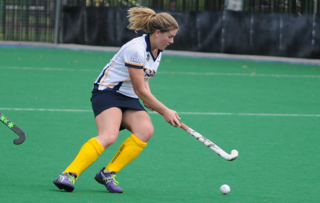 HOCKEY: Kinross-CYMS' Annabelle Probert controls the ball in her side's 2-1 Premier League Hockey loss to Lithgow Zig Zag on Saturday. Photo: STEVE GOSCH