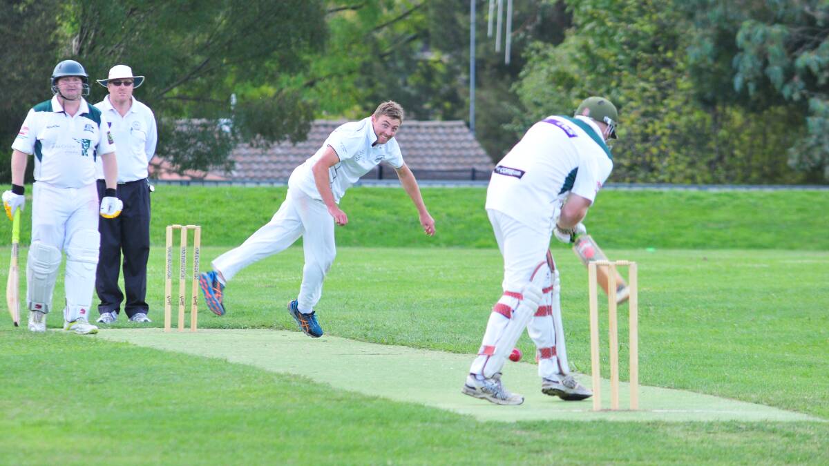 SECOND GRADE: Wanderers' Nick Sharp lets one go from the bowling crease. Photo: JUDE KEOGH