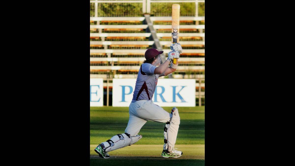 CRICKET: Cavaliers' skipper James Ryan hits out against Orange CYMS in Friday night's Royal Hotel Cup semi-final at Wade Park. Photo: STEVE GOSCH