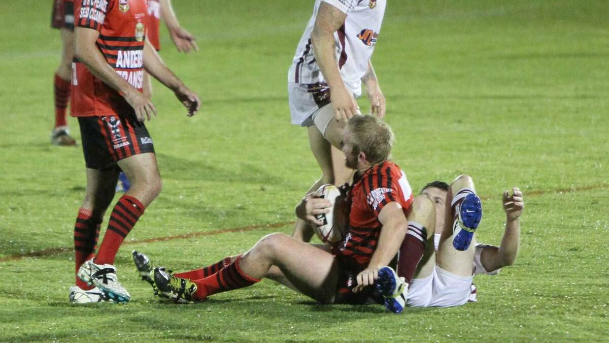 BEARS DOWN: Blayney lost to West Wyalong in Friday night's first round of the 2014 West Wyalong Knockout. Photo: DAISY HUNTLY