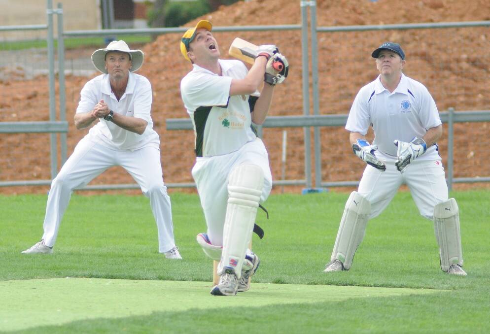 CENTENARY CUP: Orange CYMS skipper Pat Duffy hits out in his side's loss to Kinross Wolaroi at Sally Kennett Field. Photo: STEVE GOSCH