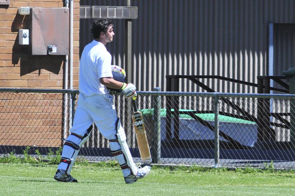 CRICKET: Centrals' skipper Jake Pauletto leaves Wade Park after being dismissed in Saturday's ODCA first grade game against Waratahs. Photo: JUDE KEOGH