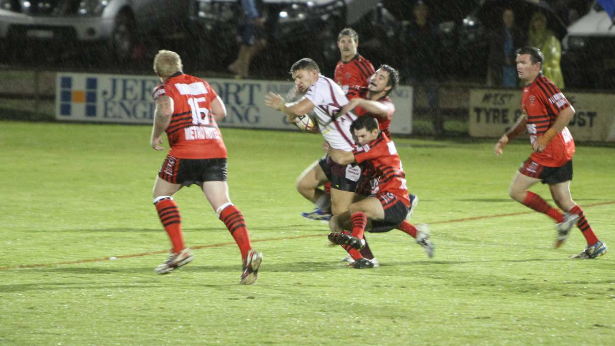 BEARS DOWN: Blayney lost to West Wyalong in Friday night's first round of the 2014 West Wyalong Knockout. Photo: DAISY HUNTLY