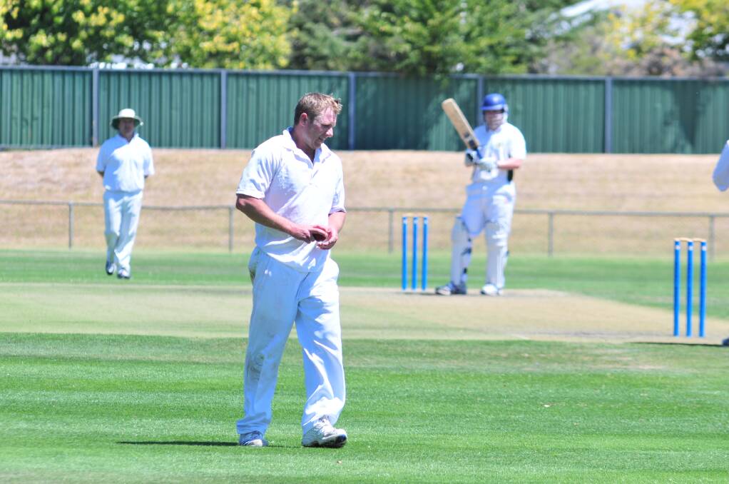 CRICKET: Centrals' Mark Wiegold at the top of this mark against Orange CYMS in ODCA first grade action at Wade Park on Saturday. photo: JUDE KEOGH