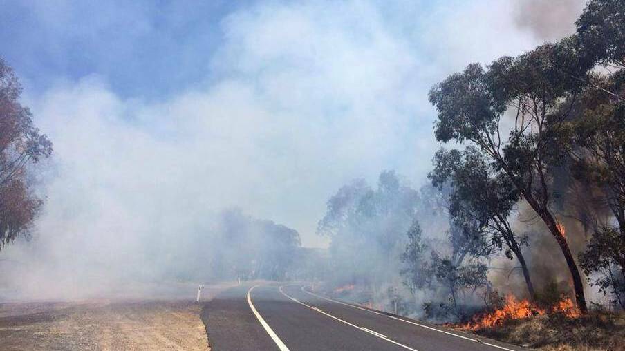 The Wattle Flat fire which burned over the weekend. Photo: Bathurst Rural Fire Brigade. Source: Facebook
