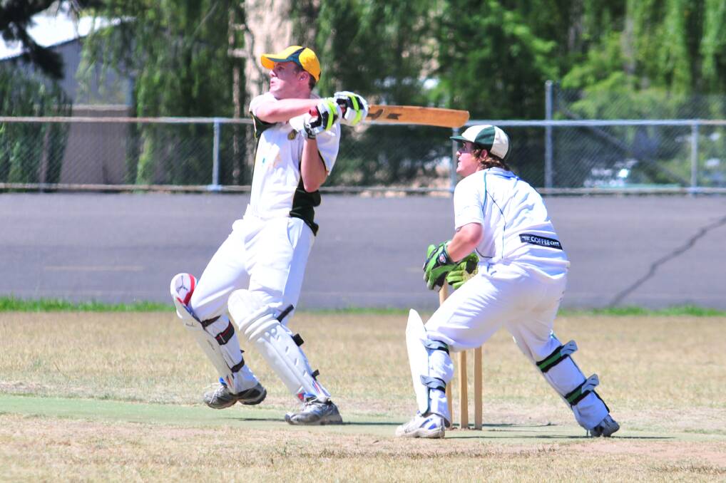 CRICKET: Orange CYMS centenary cup skipper Pat Duffy on the attack against Orange City in their ODCA game at Moulder Park on Saturday. Photo: JUDE KEOGH
