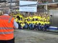 ANGRY: Orange mayor John Davis addresses the Electrolux workers on Monday. Photo: JUDE KEOGH