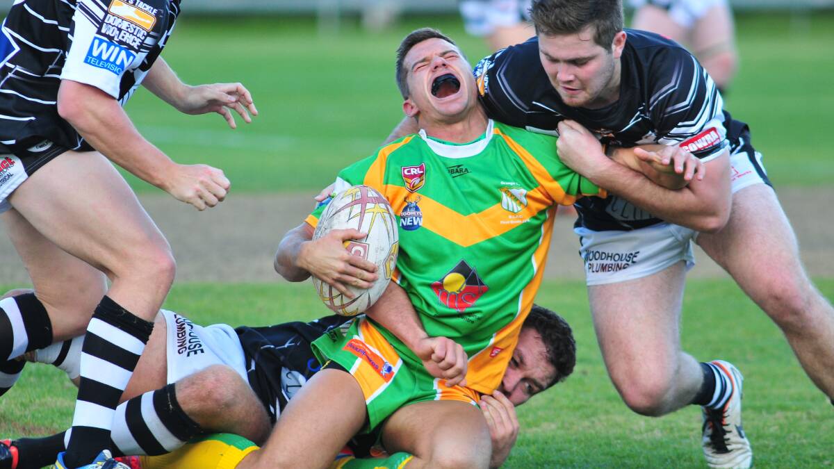 FOR CRYING OUT LOUD: Orange CYMS centre Dan Stuart was one of his side's best at Wade Park on Sunday, but it wasn't enough as the hosts went down 38-22 to Cowra Magpies. Photo: JUDE KEOGH