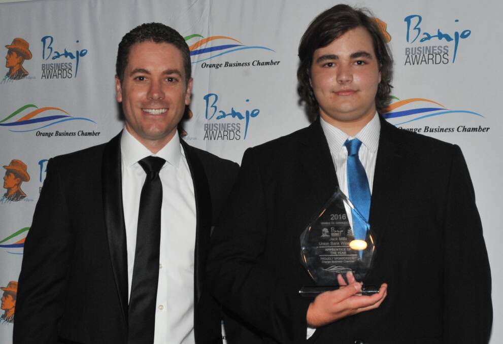 YOUNG GUN: Peter McCormack with Apprentice of the Year Jack Mills. Photo: JUDE KEOGH