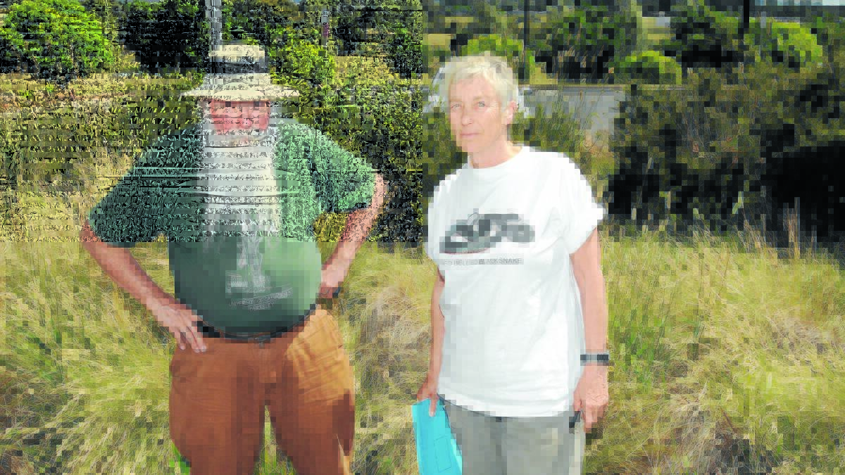 TRAILING CONCERNS: The Orange Field Naturalist and Conservation Society’s Dr Murray Fletcher with Central West Environmental Council spokeswoman Cilla Kinross.
 Photo: STEVE GOSCH 1219sgbike1