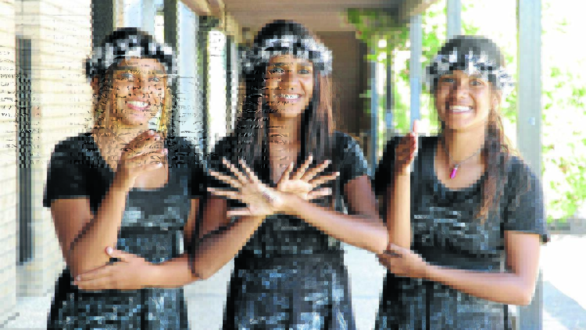 PASSING ON TRADITION: Canabolas Rural Technology High School dancers Jada Murphy, Joan Shillingsworth and Brianne Wise will take part in the Bangarra Dance Theatre’s Rekindling Youth program in Dubbo this week. Photo: MEGAN FOSTER                                                                                       0310MFdance4
