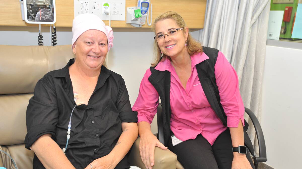 REDUCE THE RISK: Breast cancer patient Cindy Hoad with McGrath breast care nurse Sue Kuter.
